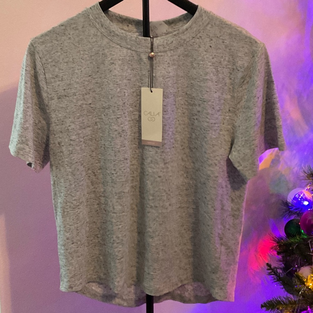 NWT CALIA Gray Women's Everyday Boxy Short Sleeve Top